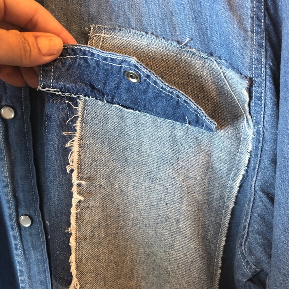 RP4LF || Denim Long Sleeves Blouse Top Shirt - Picture 5 of 8